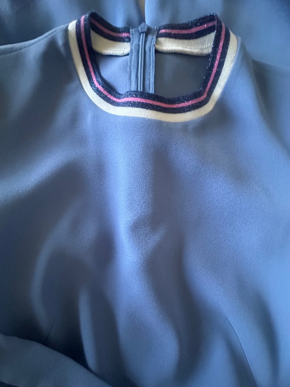 Stunning Custom-Made Blue Crepe Jumpsuit — Size XS - Picture 10 of 16